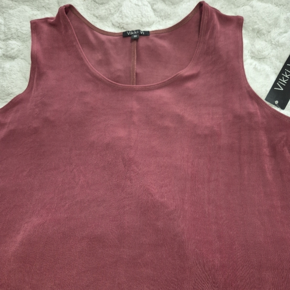 NWT Vikki Vi Sleeveless Plum-berry Classic Maxi Tank Dress Size:1X - Picture 9 of 11